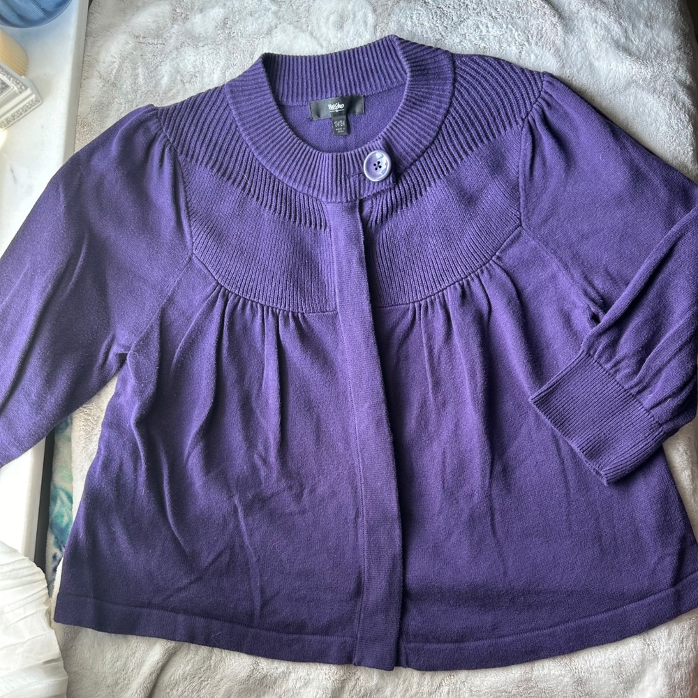 Whimsical Purple Rounded Cardigan Colorful Girlhood Lightweight